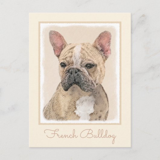 Französischer Bulldog (Sable) Gemälde - Niedlich O Postkarte (Vorderseite)