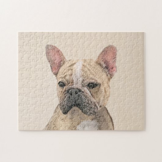 Französischer Bulldog (Sable) Gemälde - Niedlich O Puzzle (Horizontal)