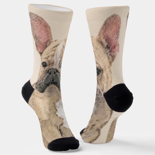 Französischer Bulldog (Sable) Gemälde - Niedlich O Socken (Gewinkelt)