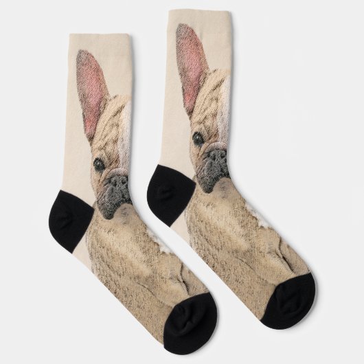 Französischer Bulldog (Sable) Gemälde - Niedlich O Socken (Rechts)