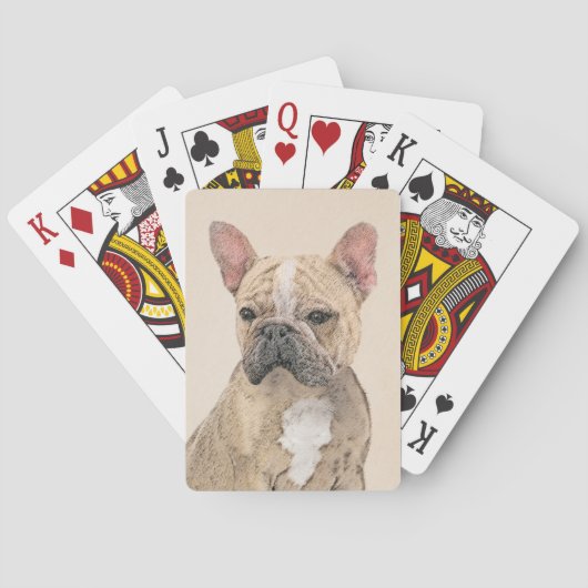 Französischer Bulldog (Sable) Gemälde - Niedlich O Spielkarten (Rückseite)