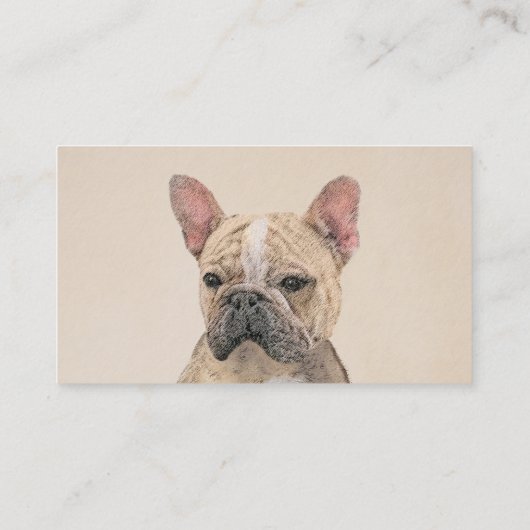 Französischer Bulldog (Sable) Gemälde - Niedlich O Visitenkarte (Rückseite)