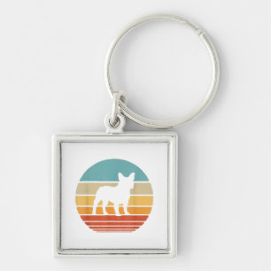Französischer Bulldog Silhouette 60er 70er Gift Do Schlüsselanhänger