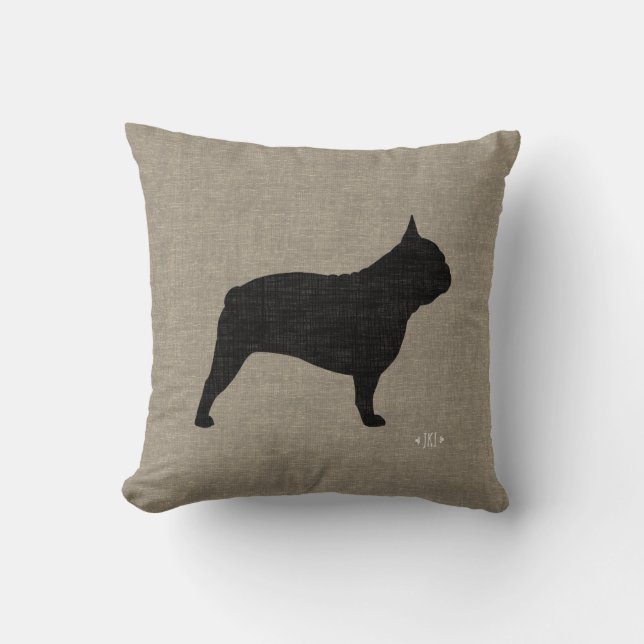 Französischer Bulldog Silhouette Frenchie Hund Dek Kissen (Vorderseite)
