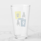 Französischer Bulldog Silhouette Hund & Paw Y&B Gr Glas (Rückseite)