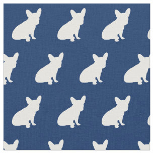 Französischer Bulldog-Silhouette Navy Blue Stoff