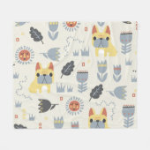 Französischer Bulldog: Skandinavische Flora Wieder Fleecedecke (Vorderseite (Horizontal))