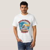 Französischer Bulldog Surfing Tropical Wave T-Shirt (Vorne ganz)
