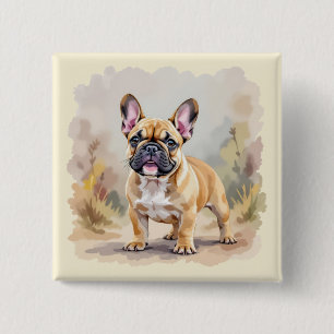 Französischer Bulldog Tan Fawn-farbener Niedlicher Button