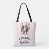 Französischer Bulldog Tote Bag - Rosa Tasche (Rückseite)