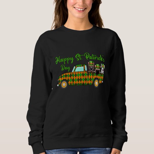 Französischer Bulldog Truck St Patrick's Day Kleeb Sweatshirt (Vorderseite)
