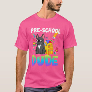 Französischer Bulldog-Typ vor der Schule zurück na T-Shirt
