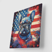 Französischer Bulldog und beängstigende amerikanis Quadratische Wanduhr (Winkel)