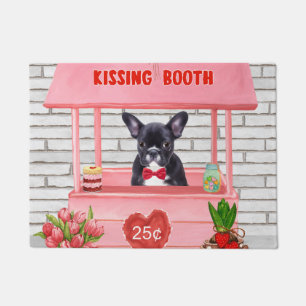 Französischer Bulldog-Valentinstag-Kissingstand Fußmatte