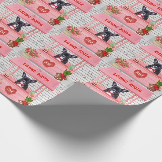 Französischer Bulldog-Valentinstag-Kissingstand Geschenkpapier (Ecke)