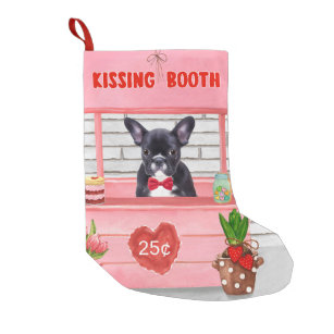 Französischer Bulldog-Valentinstag-Kissingstand Kleiner Weihnachtsstrumpf