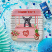 Französischer Bulldog-Valentinstag-Kissingstand Pappteller (Party)