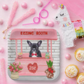 Französischer Bulldog-Valentinstag-Kissingstand Pappteller (Party)