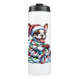 Französischer Bulldog Video Game Controller Lichts Thermosbecher