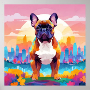 Französischer Bulldog Vintag Animal Nature Stadt H Poster