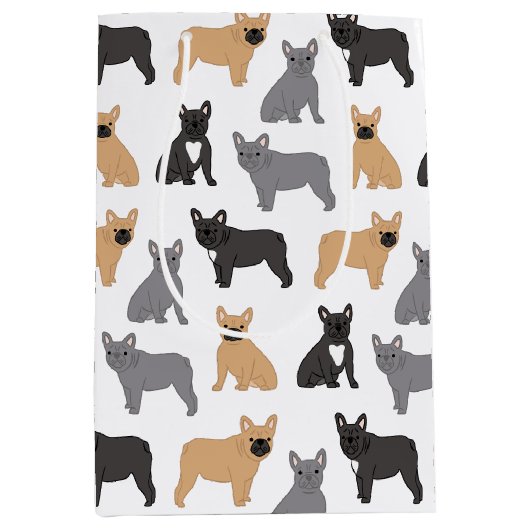 Französischer Bulldog - Wählen Sie Ihre Farbe! Mittlere Geschenktüte (Vorderseite)