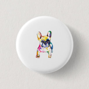 Französischer Bulldog Wasserfarben Hand Gezeichnet Button