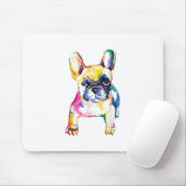 Französischer Bulldog Wasserfarben Hand Gezeichnet Mousepad (Mit Mouse)