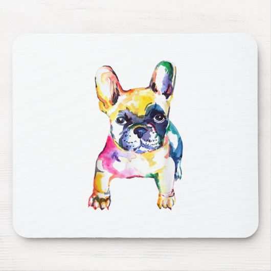 Französischer Bulldog Wasserfarben Hand Gezeichnet Mousepad (Vorne)