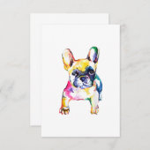 Französischer Bulldog Wasserfarben Hand Gezeichnet RSVP Karte (Vorne/Hinten)