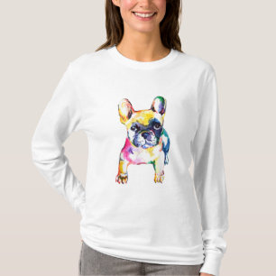Französischer Bulldog Wasserfarben Hand Gezeichnet T-Shirt