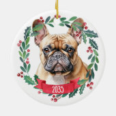Französischer Bulldog Watercolor Personalisierter  Keramik Ornament (Hinten)