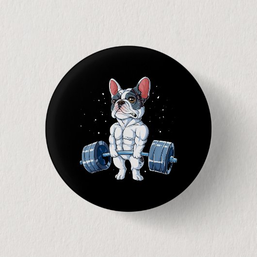 Französischer Bulldog Weightlift Funny Deadlift Gy Button (Vorderseite)