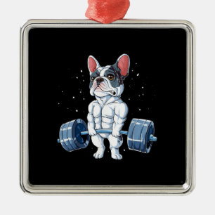 Französischer Bulldog Weightlift Funny Deadlift Gy Ornament Aus Metall
