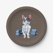 Französischer Bulldog Weightlift Funny Deadlift Gy Pappteller (Vorderseite)