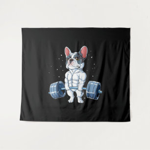 Französischer Bulldog Weightlift Funny Deadlift Gy Wandteppich