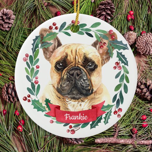 Französischer Bulldog Weihnachten Eleganter Aquare Keramik Ornament