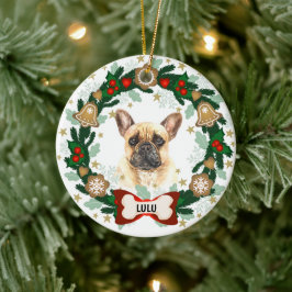 Französischer Bulldog Weihnachten Niedlicher Hund Keramik Ornament