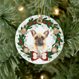 Französischer Bulldog Weihnachten Niedlicher Hund Keramik Ornament