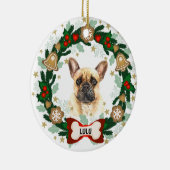 Französischer Bulldog Weihnachten Niedlicher Hund Keramik Ornament (Rechts)