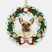 Französischer Bulldog Weihnachten Niedlicher Hund Keramik Ornament (Vorne)