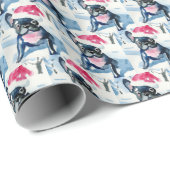 Französischer Bulldog, Weihnachts-Weihnachtsmannmü Geschenkpapier (Rolleneckpunkt)