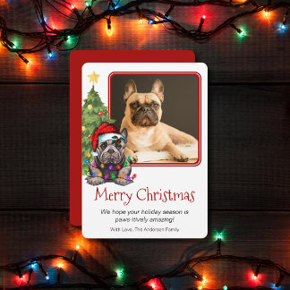 Französischer Bulldog Weihnachtsbaum Haustier Hund Feiertagskarte