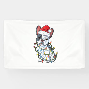 Französischer Bulldog Weihnachtsbaum Lichter Xmas Banner