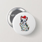 Französischer Bulldog Weihnachtsbaum Lichter Xmas Button (Vorne & Hinten)