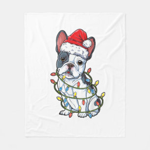 Französischer Bulldog Weihnachtsbaum Lichter Xmas Fleecedecke