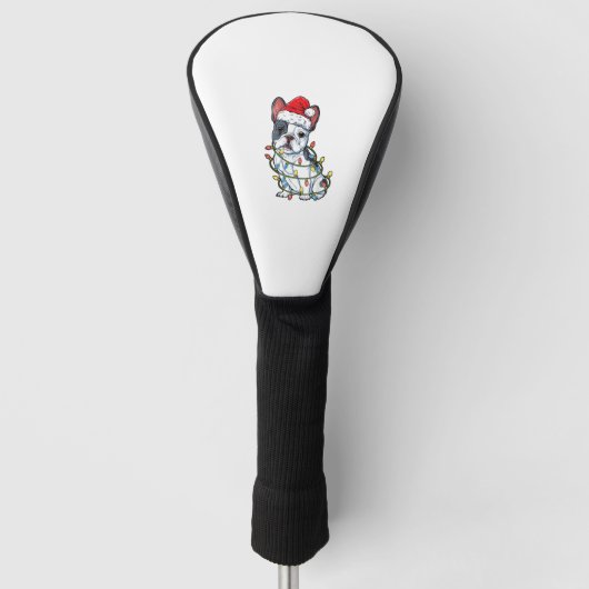 Französischer Bulldog Weihnachtsbaum Lichter Xmas  Golf Headcover (Vorderseite)
