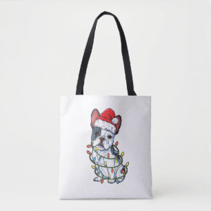 Französischer Bulldog Weihnachtsbaum Lichter Xmas  Tasche