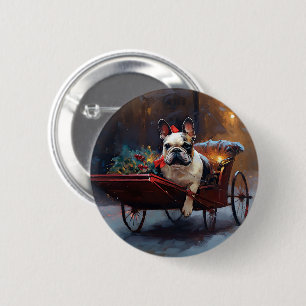 Französischer Bulldog Weihnachtsfeiertag Button