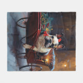 Französischer Bulldog Weihnachtsfeiertag Fleecedecke (Vorderseite (Horizontal))