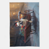Französischer Bulldog Weihnachtsfeiertag Geschirrtuch (Vertikal)